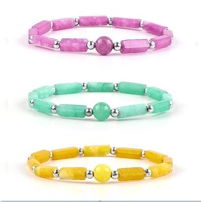 کیفیت  3mm/8mm/13mm Rectangle Bead Healing Energy Crystal Gemstone Bracelet کارخانه