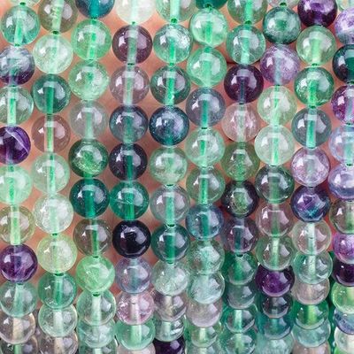 کیفیت  8mm Colored Flourite Gems Bead Healing Crystal Beads For Jewelry Making کارخانه