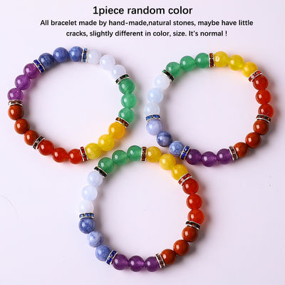 4mm/6mm/8mm/12mm دست ساز کریستال 7 چاکرا دستبند طول 18 سانتی متر