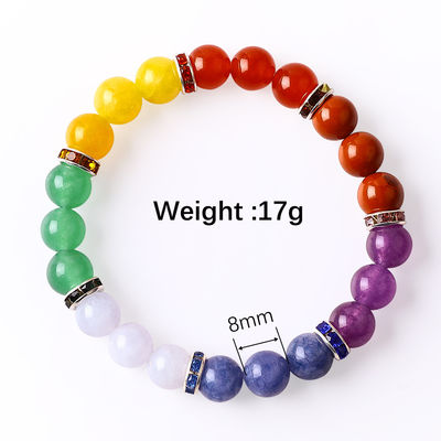 4mm/6mm/8mm/12mm دست ساز کریستال 7 چاکرا دستبند طول 18 سانتی متر