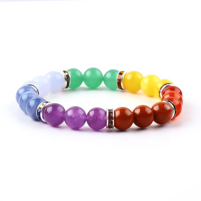 4mm/6mm/8mm/12mm دست ساز کریستال 7 چاکرا دستبند طول 18 سانتی متر
