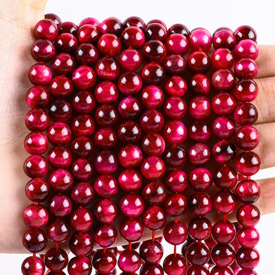 8mm گلابي قرمز چشم ببر سنگ قیمتی شفا گلابی کریستال سنگ گنجی برای ساخت جواهرات