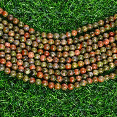 Unakite Round Bead Natural Crystal Gemstone اندازه های مختلف گنجی رشته های گنجی آزاد برای ساخت جواهرات DIY