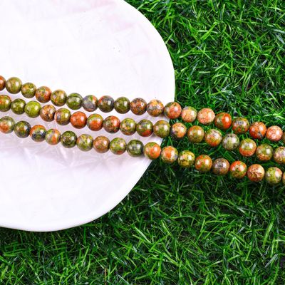 Unakite Round Bead Natural Crystal Gemstone اندازه های مختلف گنجی رشته های گنجی آزاد برای ساخت جواهرات DIY