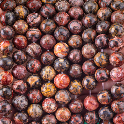 8mm پوست پلنگ طبیعی سنگ قیمتی مروارید شفا بخش سنگ کریستالی مروارید برای ساخت جواهرات