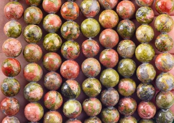 Unakite Round Bead Natural Crystal Gemstone اندازه های مختلف گنجی رشته های گنجی آزاد برای ساخت جواهرات DIY