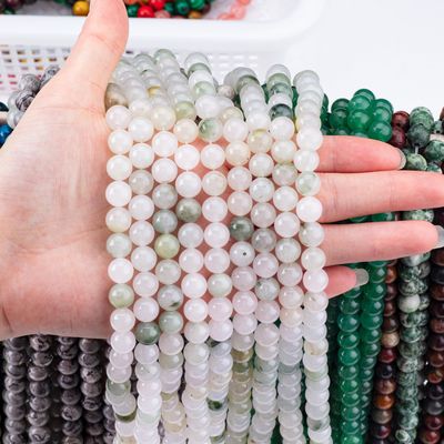 Tian Shan Green Jade Round Bead Natural Crystal Gemstone اندازه های مختلف گنجی رشته های گنجی آزاد برای ساخت جواهرات DIY