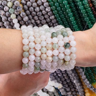 Tian Shan Green Jade Round Bead Natural Crystal Gemstone اندازه های مختلف گنجی رشته های گنجی آزاد برای ساخت جواهرات DIY