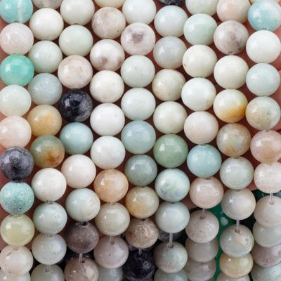 سنگ قیمتی کریستال طبیعی گوهر گرد آمازونیت اندازه گوهر مختلف رشته های گوهر آزاد برای ساخت جواهرات DIY