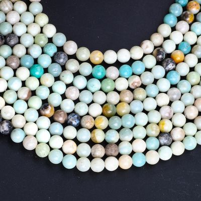 سنگ قیمتی کریستال طبیعی گوهر گرد آمازونیت اندازه گوهر مختلف رشته های گوهر آزاد برای ساخت جواهرات DIY