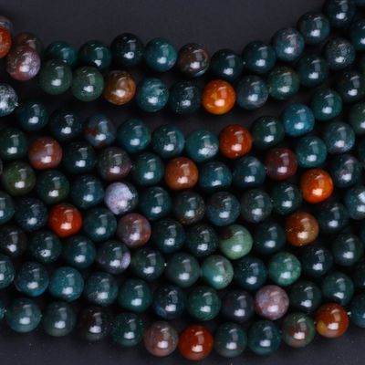 سنگ خون ، سنگ گرد ، سنگ کریستال طبیعی ، سنگ قیمتی ، رشته های گره گشاده برای ساخت جواهرات