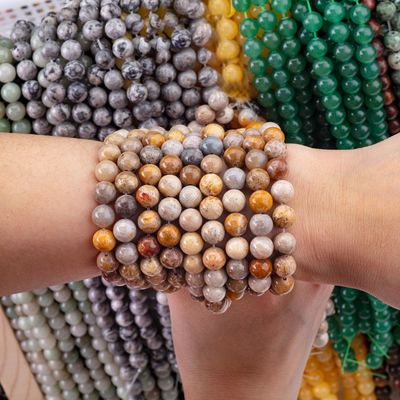 سنگ کریسانت گلوله ای کریستال طبیعی سنگ قیمتی رشته های گلوله ای آزاد برای ساخت جواهرات
