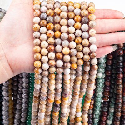 سنگ کریسانت گلوله ای کریستال طبیعی سنگ قیمتی رشته های گلوله ای آزاد برای ساخت جواهرات