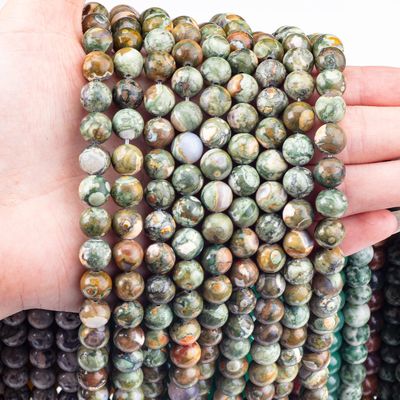 Kambaba Jasper Round Bead Natural Crystal Gemstone رشته های گوهری آزاد برای ساخت جواهرات DIY