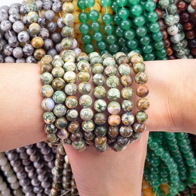 Kambaba Jasper Round Bead Natural Crystal Gemstone رشته های گوهری آزاد برای ساخت جواهرات DIY