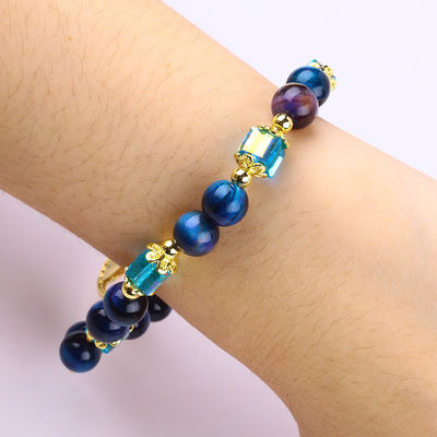 گلوله طبیعی شفا بخش 8 میلی متر رنگین کمان Tiger Eye Tree Of Life Peral Bracelet