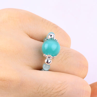 4mm دست ساز سنگ قیمتی حلقه گره دار قابل تنظیم لچک دار سبز چشم گربه حلقه سنگ برای مهمانی پوشیدن روزانه