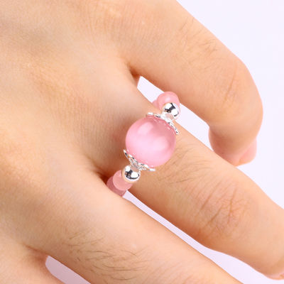 4mm دست ساز سنگ قیمتی حلقه گره دار حلقه انعطاف پذیر گلابی گلابی چشم گربه حلقه سنگ برای جشن پوشیدن روزانه