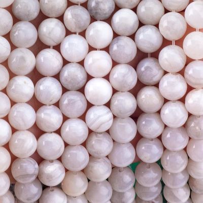 8mm White Crazy Lace Agate Loose Beads OEM ODM برای صنایع دستی