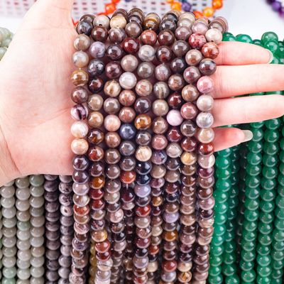 8MM چوبی جاسم سنگ کریستال واقعی گرد گره های گشوده برای جواهرات دست ساز گره
