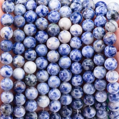 سنگ نقطه آبی طبیعی روحیه ای 8 میلیمتر گلوله گره گشاده برای جواهرات دست ساز و کلید