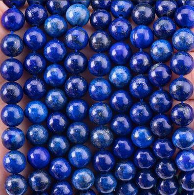 سنگ نيمه گرانبها Lapis Lazuli گلوله گرد کریستال سنگ قیمتی رشته های گلوله گشاده برای ساخت جواهرات DIY
