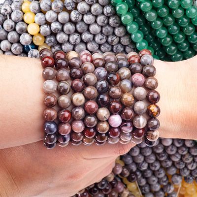 8MM چوبی جاسم سنگ کریستال واقعی گرد گره های گشوده برای جواهرات دست ساز گره