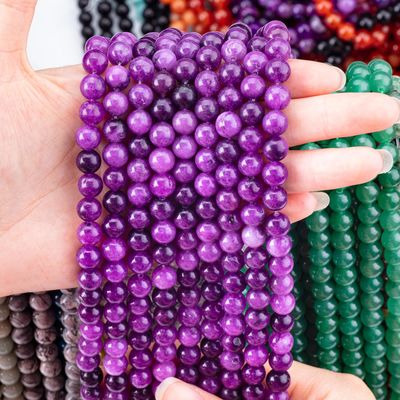 8 میلی متری رنگ بنفش تیره سنگ قیمتی جوهر سنگ کریستالی برای ساخت جواهرات