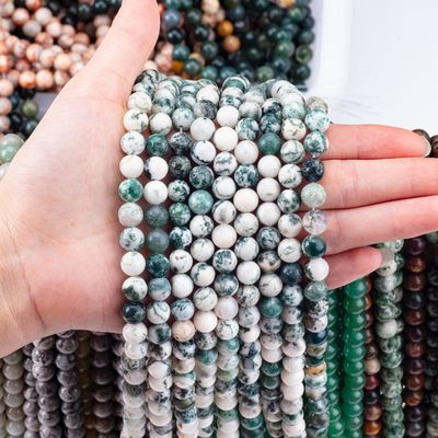 8mm درخت Agate سنگ قیمتی مروارید درمان کریستال سنگ مروارید برای ساخت جواهرات