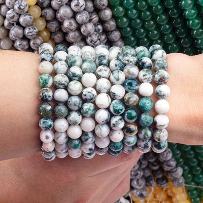 8mm درخت Agate سنگ قیمتی مروارید درمان کریستال سنگ مروارید برای ساخت جواهرات