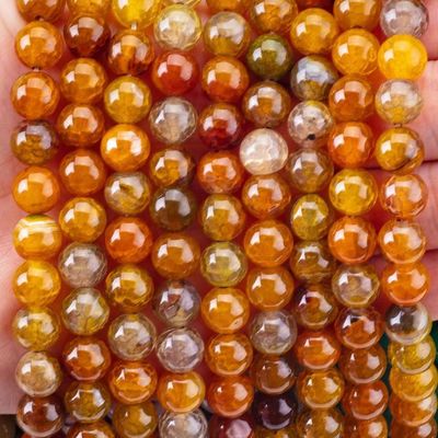 روحاني طبيعي تيره تر زرد اژدها آگات 8mm دور گره گشاده برای جواهرات دست ساز و Keychain