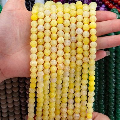 رنگ زرد آبنبات های گرد و نیمه قیمتی لوله های لوله ای برای ساخت جواهرات DIY