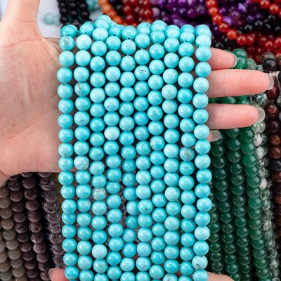 رشته های مروارید فیروزه ای نیمه گرانبها سنگ کریستالی سنگ قیمتی برای ساخت جواهرات DIY