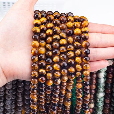 8 میلی متری چشم ببر طلایی تیره گوهر گوهر سنگ کریستالی برای ساخت جواهرات