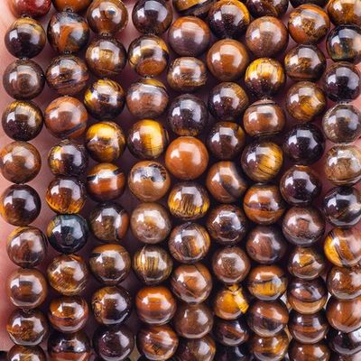 8mm قهوه ای چشم ببر سنگ قیمتی مروارید شفا سنگ کریستال مروارید برای ساخت جواهرات