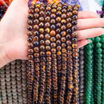 8mm قهوه ای چشم ببر سنگ قیمتی مروارید شفا سنگ کریستال مروارید برای ساخت جواهرات