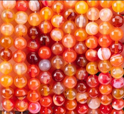 سنگ نارنجی خطی آگات رشته های گره ای نیمه گرانبها برای ساخت جواهرات DIY