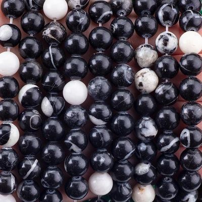 8 میلی متری زبرا سیاه سنگ نجار سنگ قیمتی سنگ کریستالی برای ساخت جواهرات