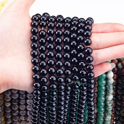 8 میلی متری سنگ های قیمتی سیاه اونیکس سنگ های کریستالی برای ساخت جواهرات