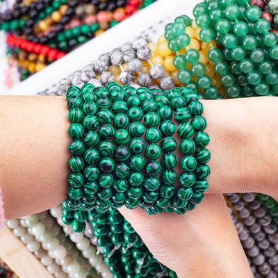 8 میلی متری مالاکیت سنگ قیمتی گنجی های سنگ کریستالی برای ساخت جواهرات