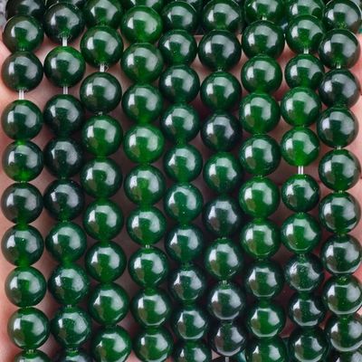 8MM ژاد سبز سیاه رنگ شیک شکل صاف گرد حجم زیادی برای ساخت جواهرات
