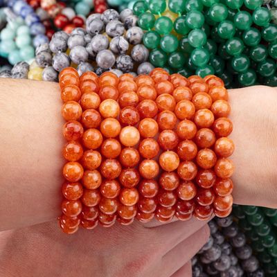 8MM کریستال سیاه تر قرمز Aventurine Healing Gemsotne گرد حلقه های آزاد برای جواهرات دست ساز