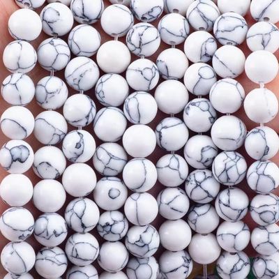 سنگ کریستال 8mm Howlite شکل گرد سنگ قیمتی گره گشاده برای ساختن گردنبند دستبند