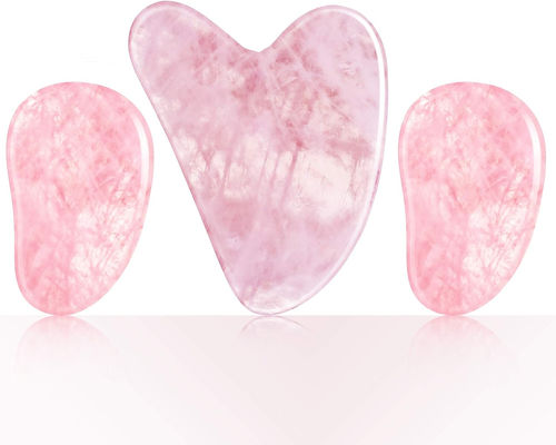 گل رز بلوند و صاف کوارتز Gua Sha Board Jade Face Stone برای ضد پیری