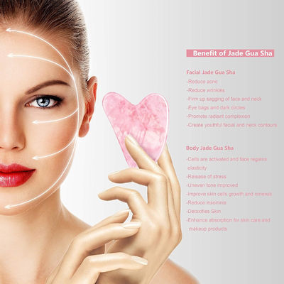 گل رز بلوند و صاف کوارتز Gua Sha Board Jade Face Stone برای ضد پیری