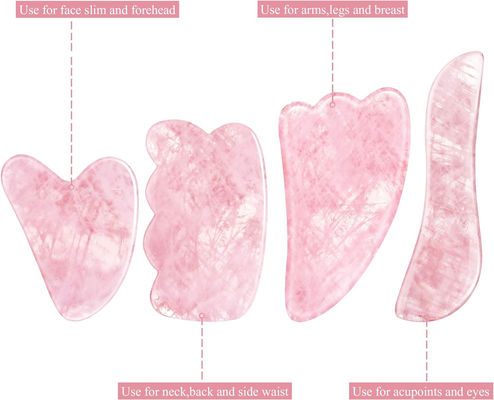 گلاب کوارتز طبیعی Jade Scraping Board Jade Stone Facial Gua Sha Board ابزار ماساژ