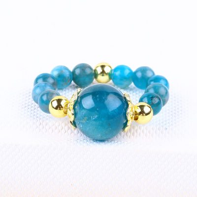 4MM Apatite گلدان کوچک انرژی شفا کریستال گرد کشش گلدان حلقه برای پوشیدن روزانه و مهمانی
