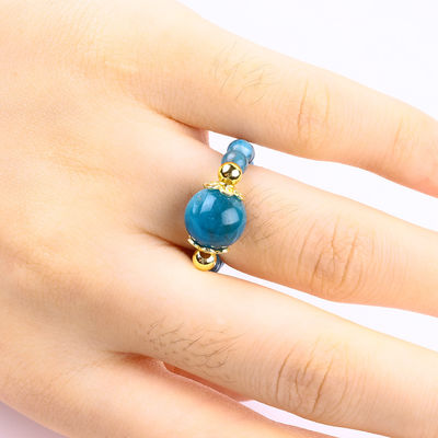 4MM Apatite گلدان کوچک انرژی شفا کریستال گرد کشش گلدان حلقه برای پوشیدن روزانه و مهمانی