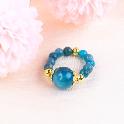 4MM Apatite گلدان کوچک انرژی شفا کریستال گرد کشش گلدان حلقه برای پوشیدن روزانه و مهمانی
