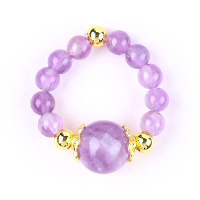 دست سازي منحصر به فرد 4MM Amethyst کریستال سنگ قیمتی حلقه انعطاف پذیر برای پوشیدن روزانه